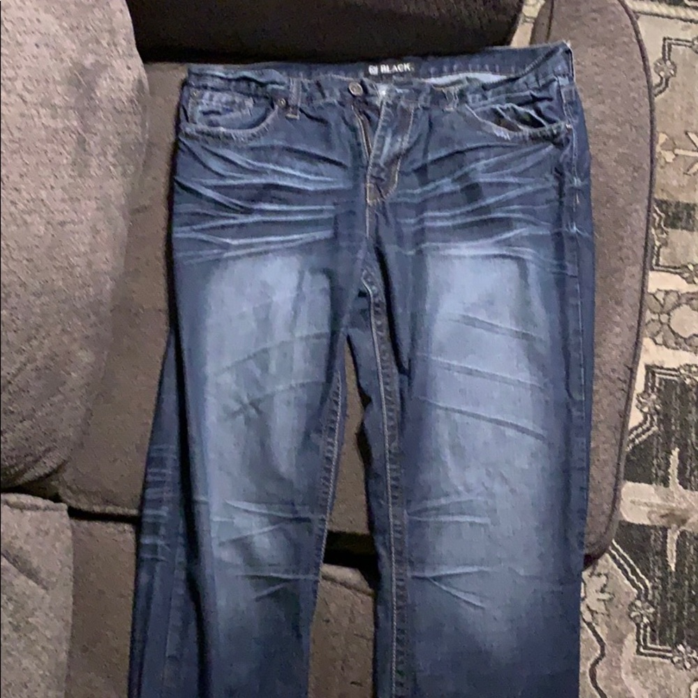 (Black) brand name jeans, nice back pockets.
